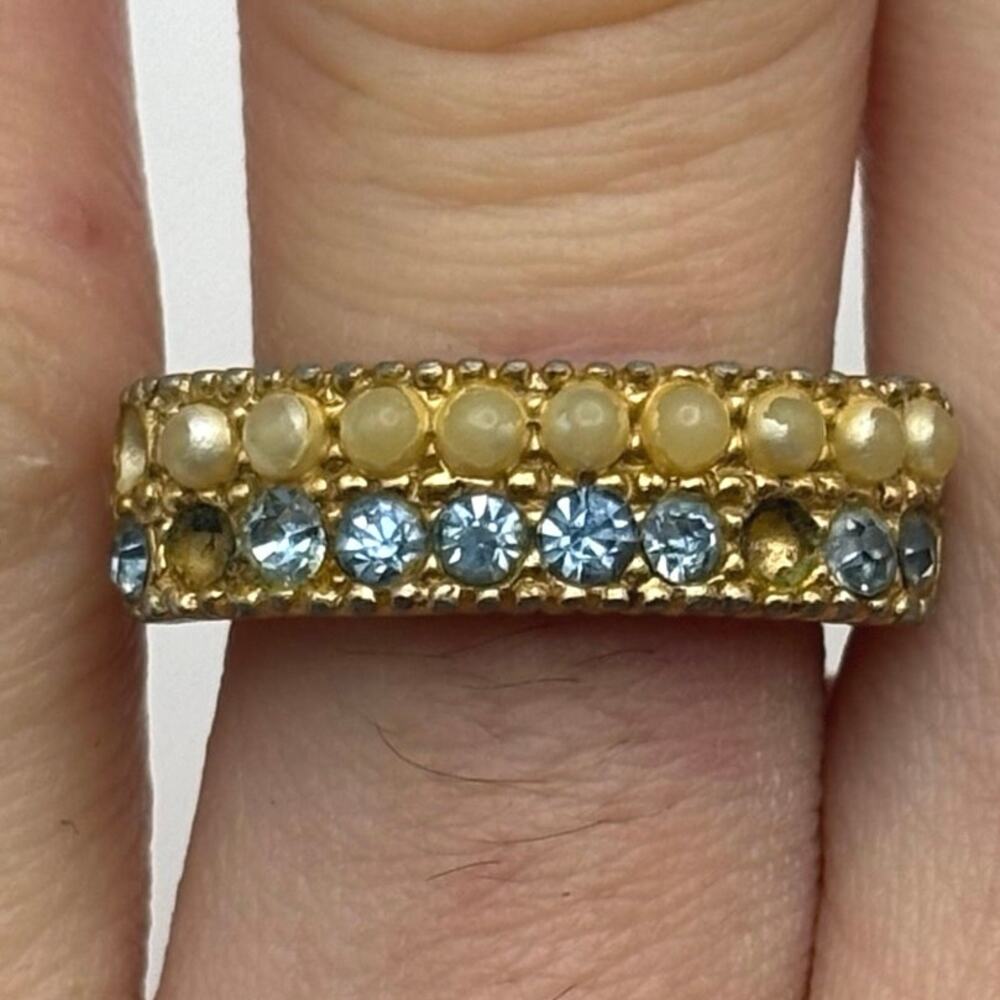 Gold & Blue Pearl Ring